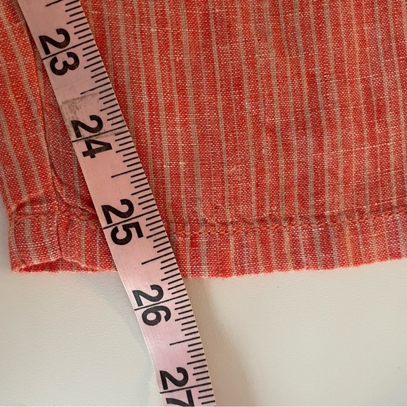 Anthropologie Coral Pink White Striped Linen Pull-On Pants 20242 - Picture 14 of 15